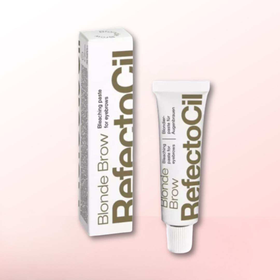 RefectoCil Blonde Brow product with packaging on a pink background
