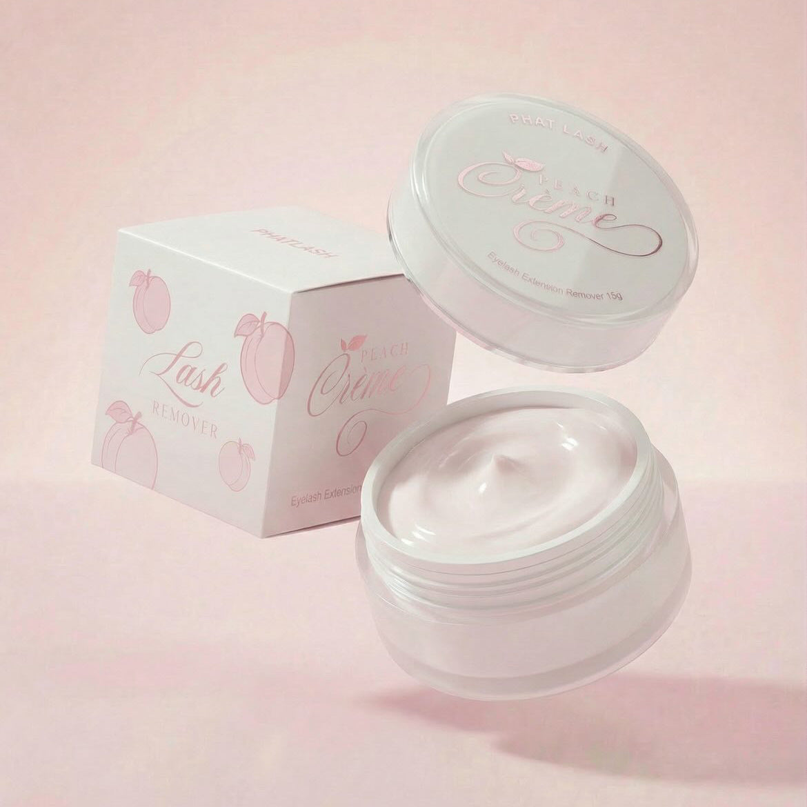 Cosmetic cream jar with lid open on a pink background