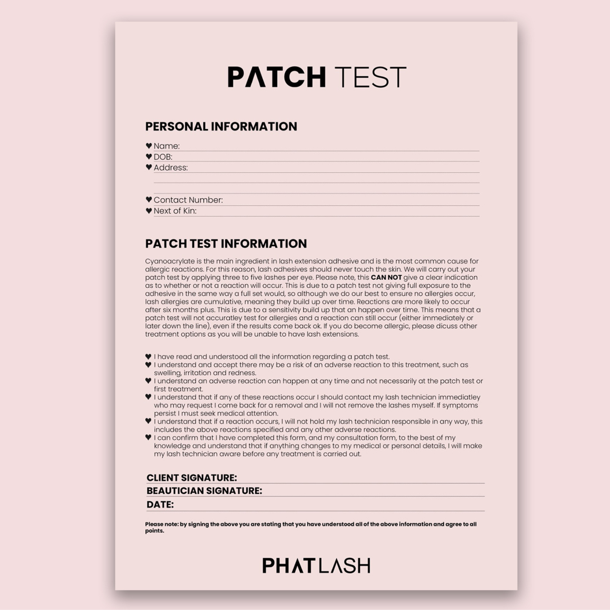 patch test form