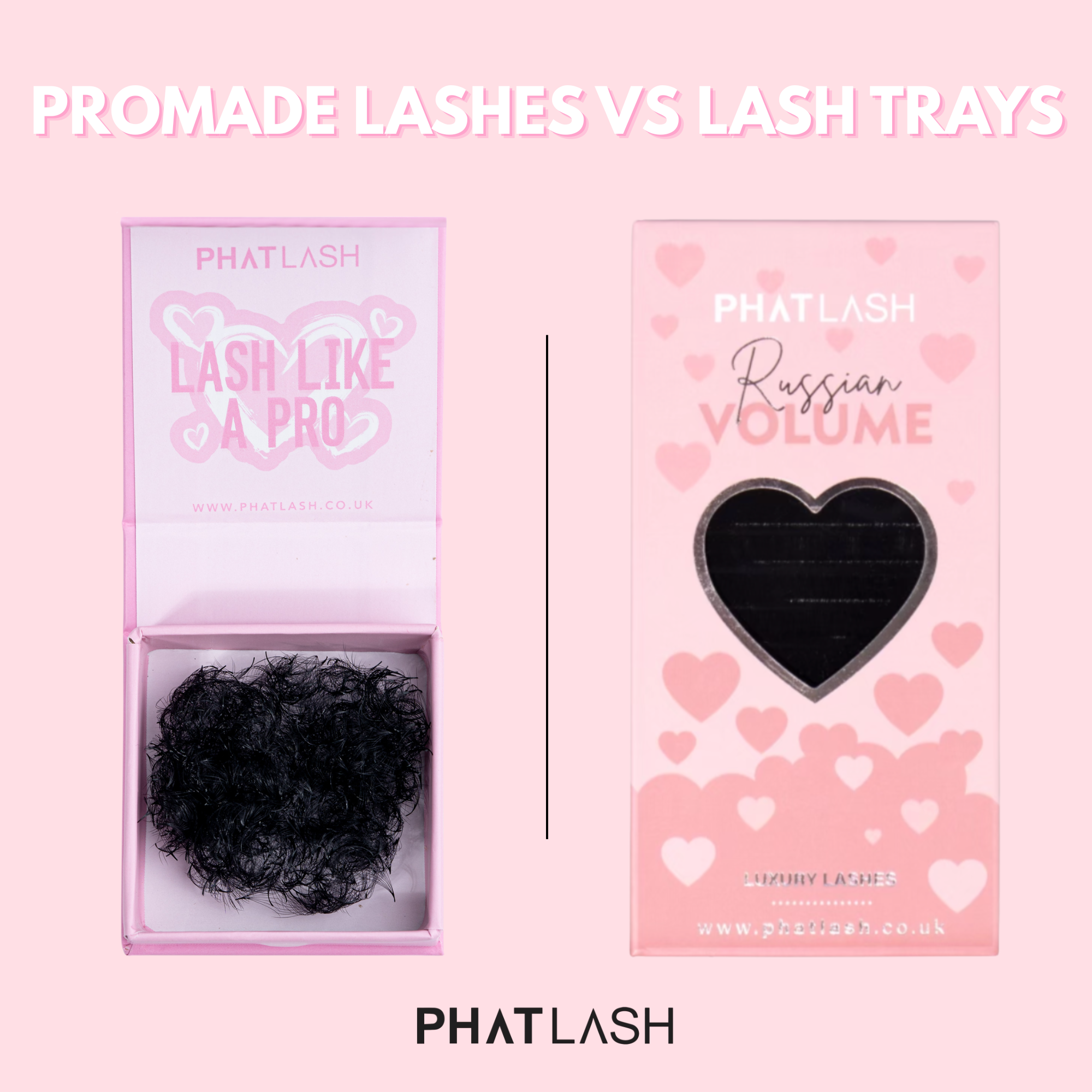 Lash tray and Promade lashes on a pink background