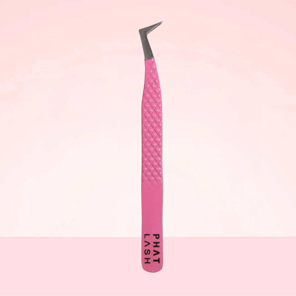 PINK ANGLED FIBRE TIP TWEEZERS
