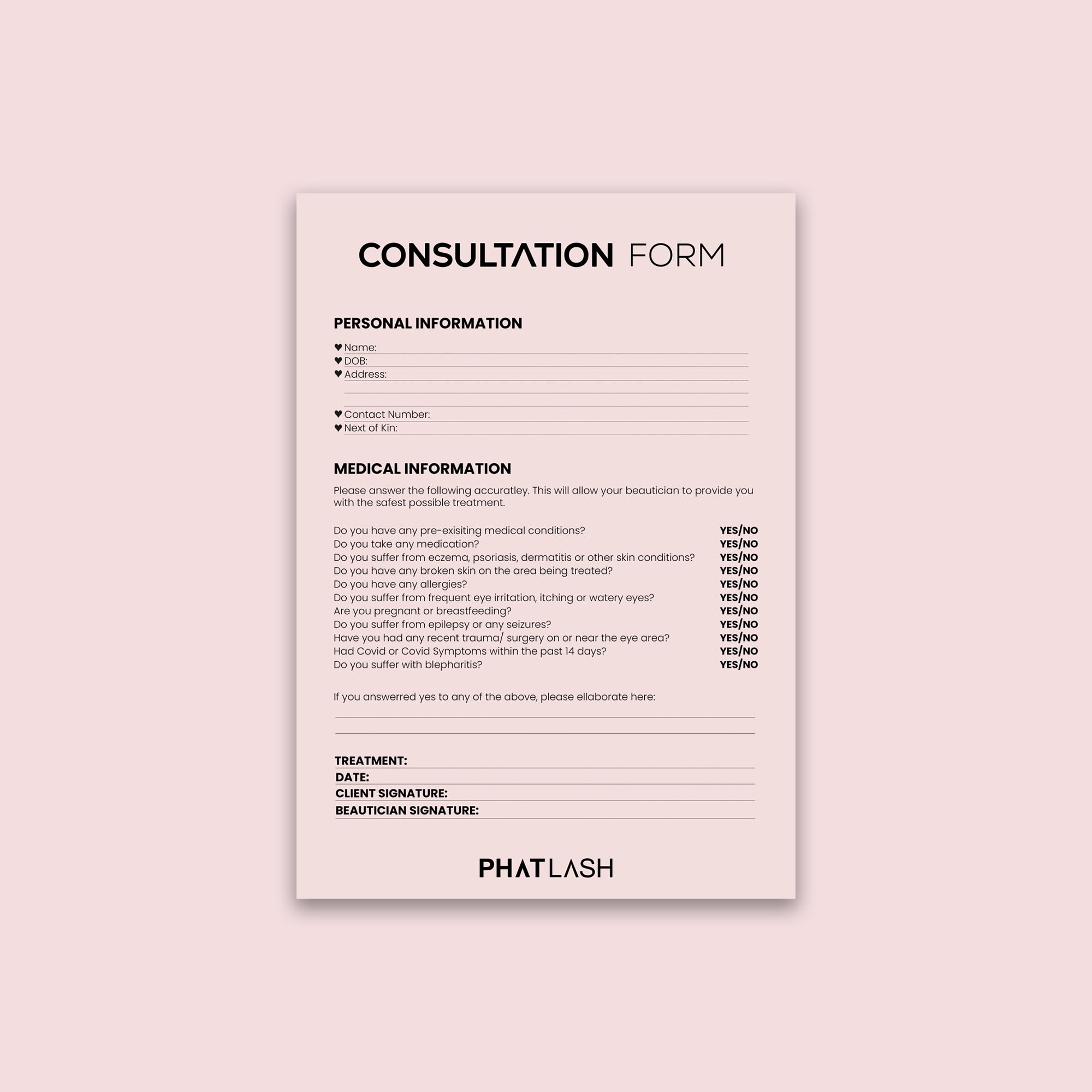 Lash consultation form, Eyelash extension consultation form, Client consultation form, Lash extension consent form, Lash client intake form, Eyelash extension client form, Lash extension consultation paperwork, Lash artist consultation form,