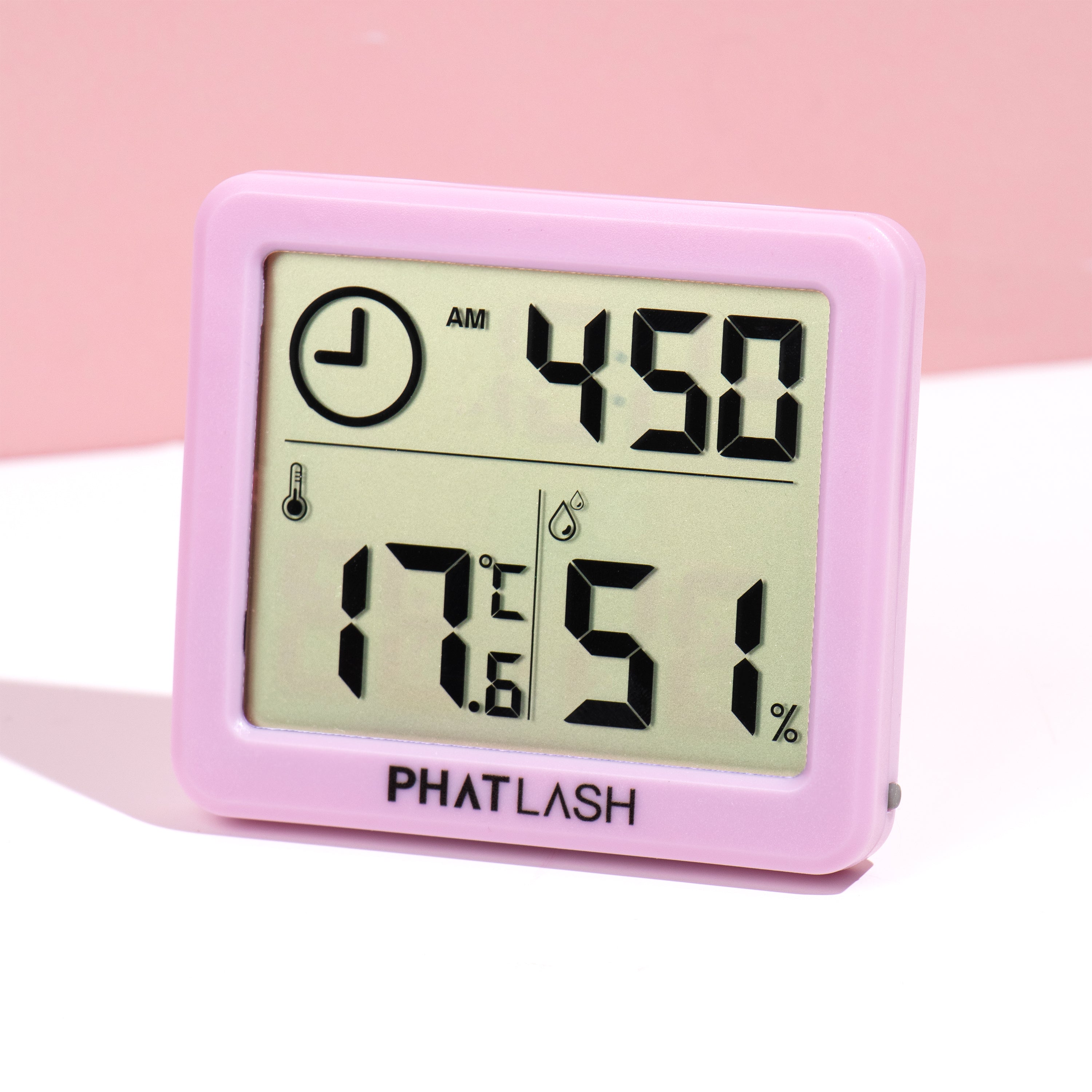 Humidifier Reader, Humidity Monitor UK, lash thermometer, Pink hygrometer, Temperature and humidity reader, Lash room hygrometer, Time and temperature monitor, Humidity reader, Lash extension environment monitor, Pink humidity gauge, 