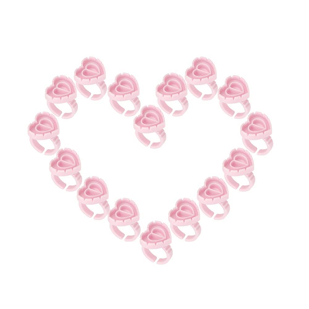 Heart Glue Rings, Pink heart glue rings, Volume glue rings, Fanning glue rings, Lash extension glue rings, Heart-shaped glue rings, Glue rings for volume lashes, Pink glue rings, Fanning volume glue rings, Pack of glue rings,